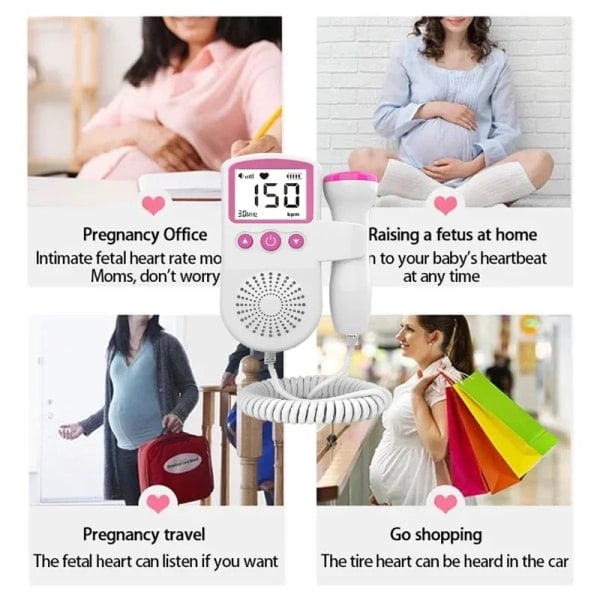 Kotimainen Sikiön Sydänääni-Doppler, Baby Pocket Sydänääni-Monitor Raskautta Varten ja Testi Selkeä Vaaleanpunainen