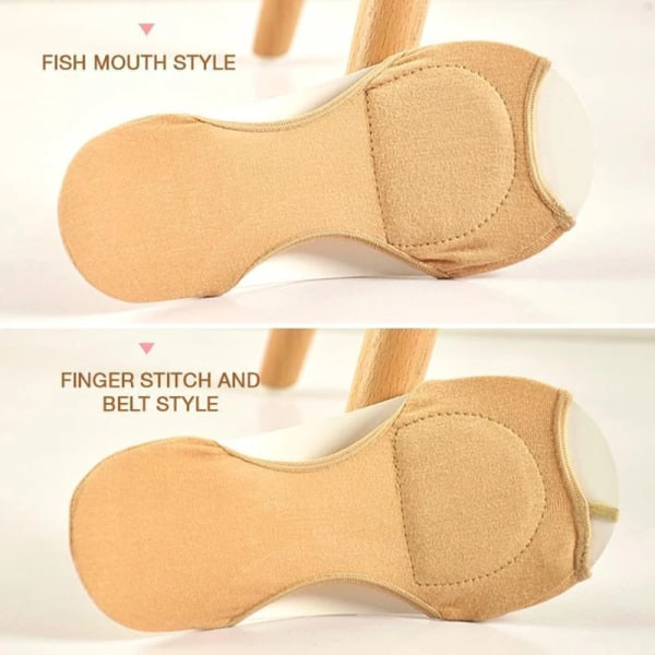 2/4 stk. Usynlige Fish Mouth Bådstrømper Anti Halk Low Cut Åndbar Åben Tå Damestrømper black 2stk zdq