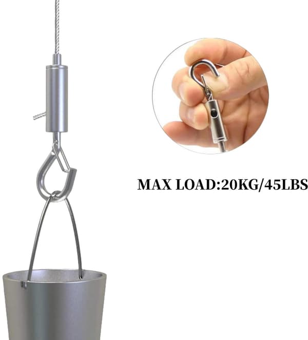 Stålkabel - 3 dele - Rustfrit stål Enkelt krog - 2m*1,5mm - Holdbar - Udendørs og indendørs