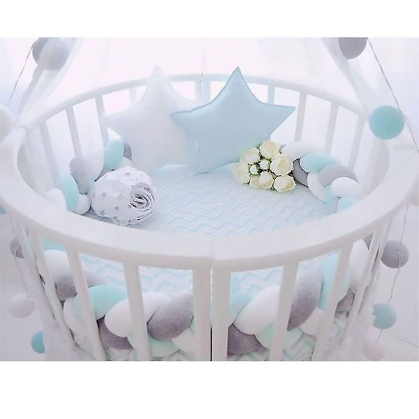 Sengestopper, baby støtfanger sengslange baby seng støtfanger veving kantbeskyttelse hodebeskyttelse dekorasjon for barneseng (grå, 100 cm) hvit * blå * grå White*Blue*Grey 150cm