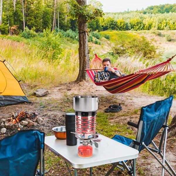 CDQ Mini campingvärmare, bärbar campingspis Minitältuppvärmning Tältvärmare i rostfritt stål med håndtag