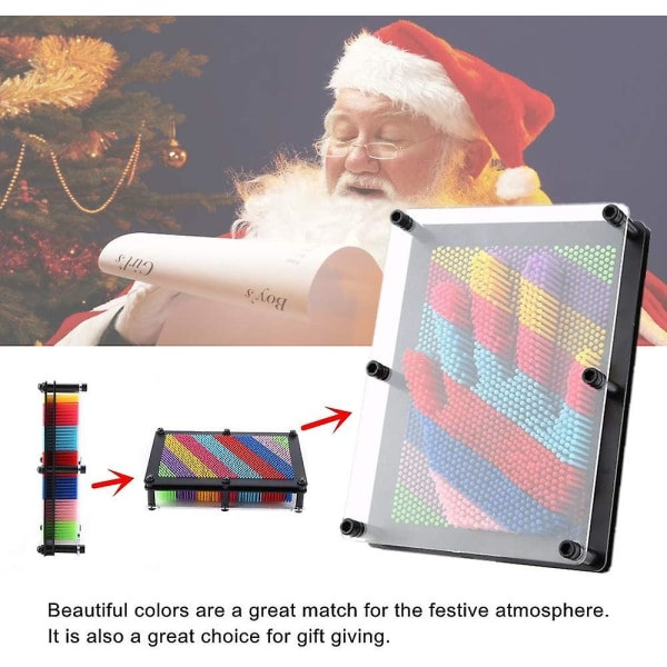Farverig 3D Pin Art Board, Håndmodel, Interessant Ny Pin Art til Børn, Hjemmekontor Dekoration (1 stk, Sort Rammefarve, Som Vist) zdq