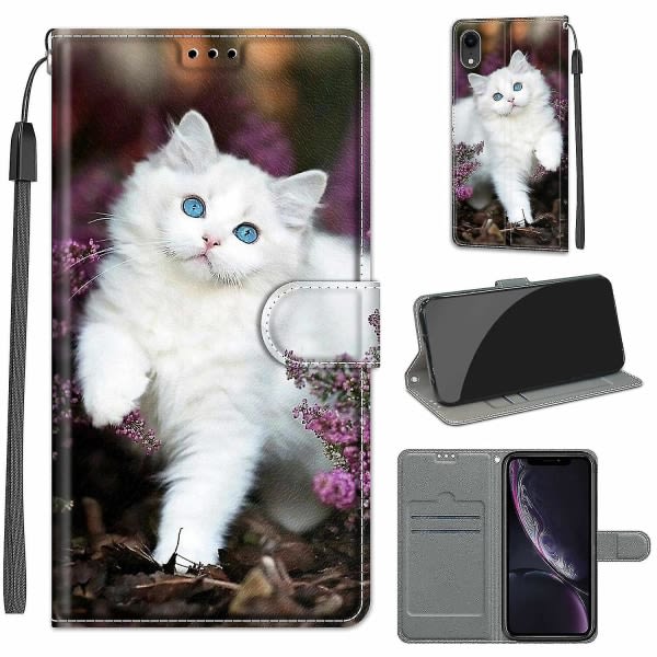 Yhteensopiva Iphone Xr White Cat case kanssa none
