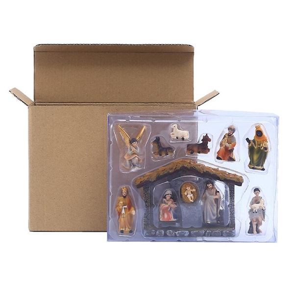 Julkrubba Jesus födelse Staty Hartsfigur Hemmakontor Skulptur Dekoration Prydnadsföremål Presentatör