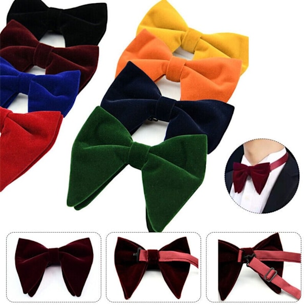 Mænd Oversized Butterfly Solid Velvet Butterfly Bryllupsfest Smoking Justerbar Red