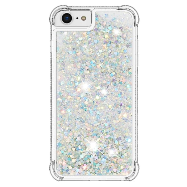 Case till Iphone Se 2022/2020 /iphone 8 Bumper Cover Sparkly Glitter Bling Flödande Flytande Silver ingen