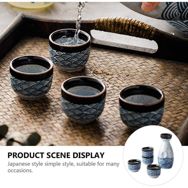 Japansk Sake Cup Sett 4 st 35ml Sake Cups+ 1 st 180ml Sake Pot Set Keramiska vinglas null none