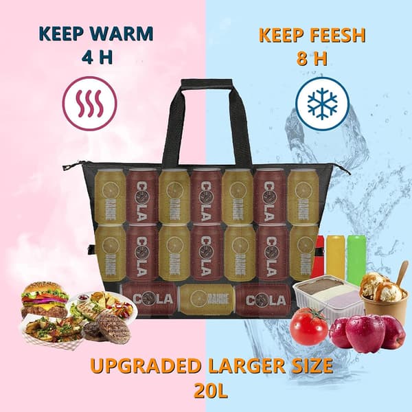 Sammenfoldelig køletaske, shoppingtaske, picnictaske, køletaske