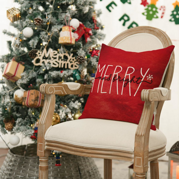 colorlife Julvälsignelse Jultomten Snögubbe, kuddfodral, 18 x 18 tums case for vintersemester, dekoration for soffa Soffa Set med 4