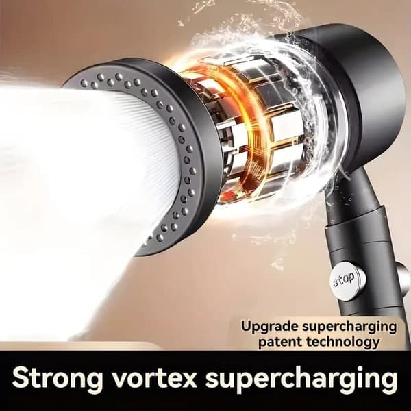 Dusjhode med 5 strålemønstre og innebygd filter – Veggmontering, Polert Finish_TF_TF Silver
