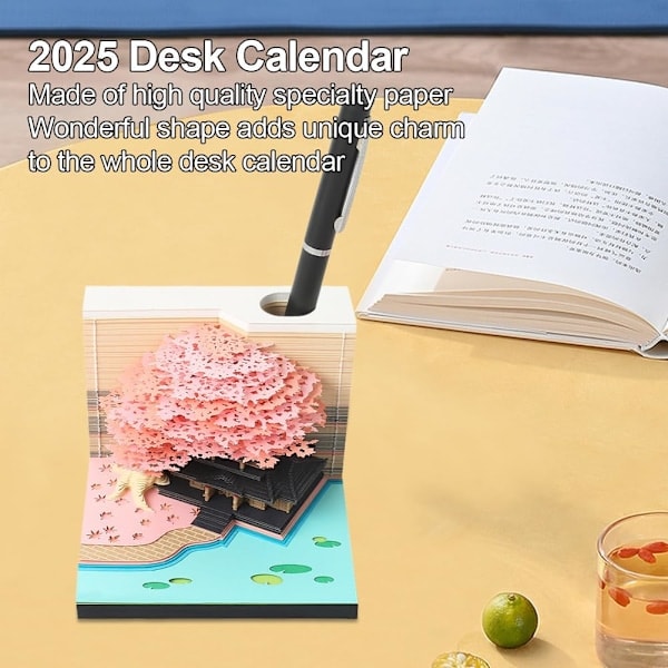 3D-skrivbords kalender 2025, LED-lampa, snidade konstverk för skrivbord, julklapp lila Baumhaus purple Baumhaus