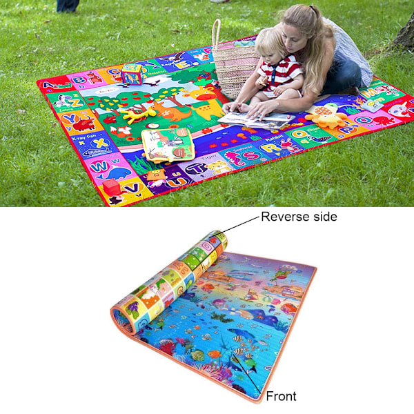 Skummåtte til Baby, Legemåtte til Kravlende Baby XPE Dobbeltsidet Skum Vandtæt Størrelse 200*180*0.5cm Måtte Baby Skridsikker Bærbar