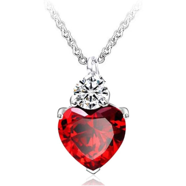 Drottning av hjärtan Halsband 925 Sterling Silver Kedja Rött Hjärta Leksak Prinsessan Tillbehör Smycken Alla hjärtans present till henne (röd)
