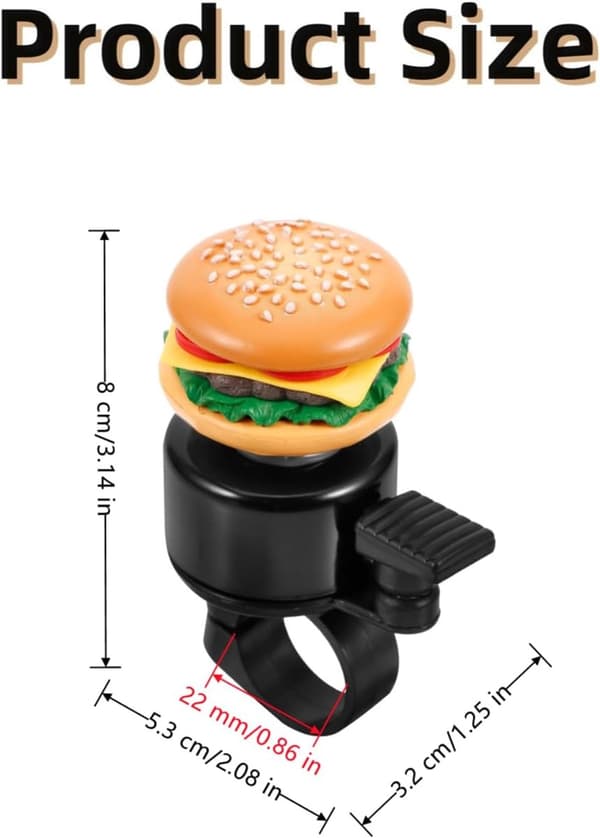 Creative Hamburger Cartoon Bicycle Bell - Scooter Bell - Unique Design - 1 pc.