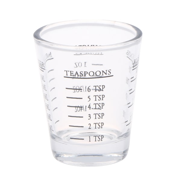 1 st 30 ml glasmätkopp med skala, shotglas, flytande glas, svart, 30 ml
