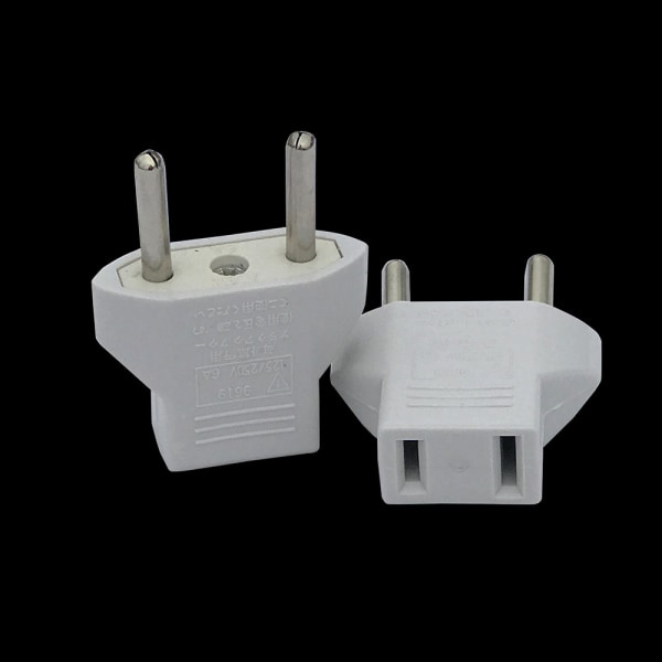 USA til EU-adapter, [6-pak] 2-ben CN Kina USA Amerika til 2-ben EU Frankrig, Tyskland, Spanien, Egypten og mere CDQ
