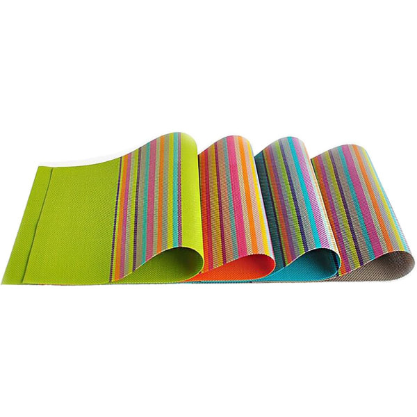 Underlägg Set med 6 färgglada ränder Underlägg Tvättbar Pvc