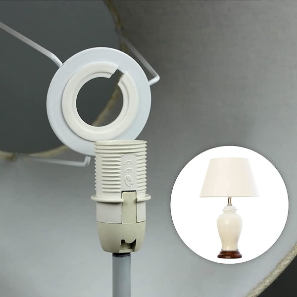 E27 til E14 Plastlampskjermsringkonverter, lampeskjermreduksjonsring for montering av Edison skrulampskjerm til hette Lampholdere (10., vit) zdq