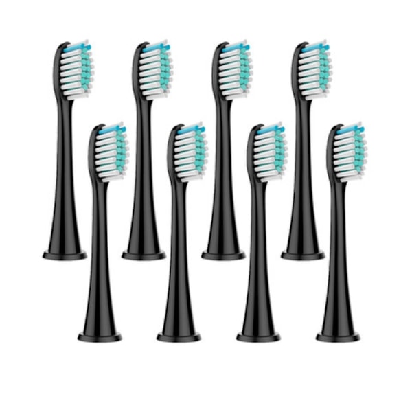 8-pakning Erstatningshoder for Philips Sonicare Serie 3, 6, 9 Svart Black Svart