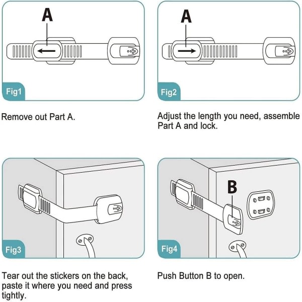 Baby, justerbara barnsäkra skåpslås med starkt lim för kylskåp, skåp, lådor, diskmaskin, toalett - nej zdq