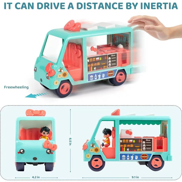 Dukkehusbil Legetøj til piger 3 4 5 6+ år, Dinning Car Dream House Legesæt med dukker og tilbehør, Mini Camper Little People