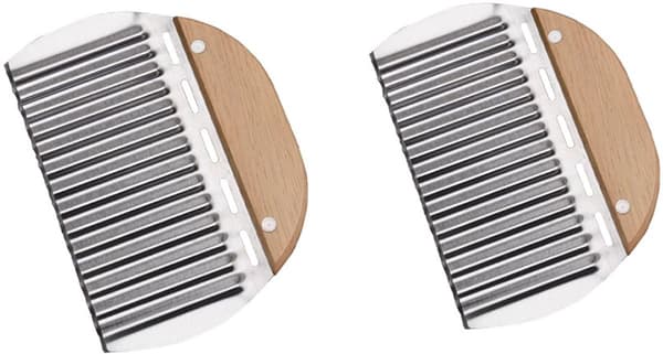 2 - deler - 15,5 - cm - blad - rustfritt - stål - med - trehåndtak - potetkutter - multifunksjonell - grønnsakskutter