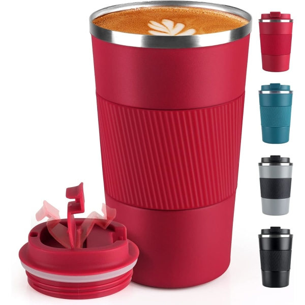 Kaffemugg 17oz - Isolerad kafferesemugg Spillsäker med läckagesäkert lock Vakuum termos kaffetumlare i rostfritt stål
