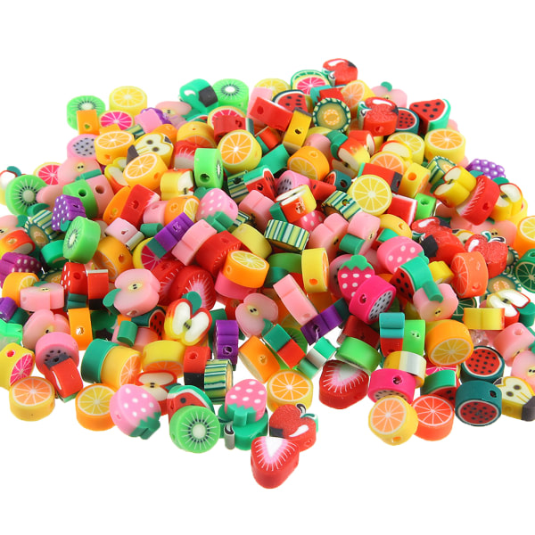 100 st Jordgubbsfrukter Polymer Lera Farge Blandad 10MM DIY-pärlor
