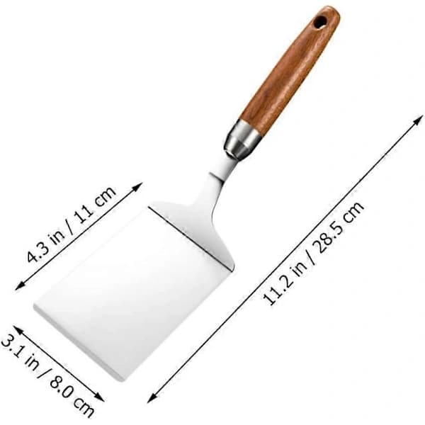 2-pack Grill Spatula with Wooden Handle for Teppanyaki BBQ Pizza Durable Ergonomic Dishwasher Safe
