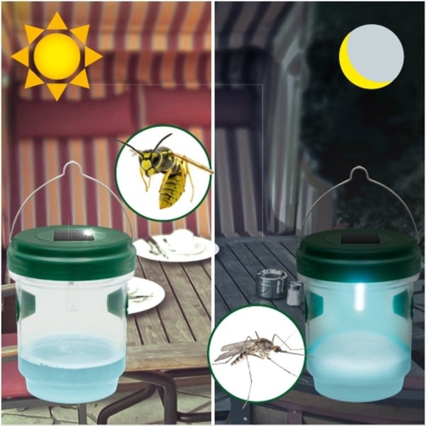 Flug-, geting- och myggfälla; Bug Catcher, bålgetingar; Solar med LED-ljus - Set om 4 CDQ
