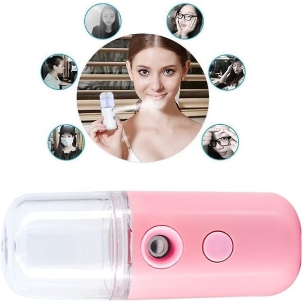 Ansiktsångare Bärbar Mini Face Mist Steamer Hand Face Steamer (4st, rosa) zdq