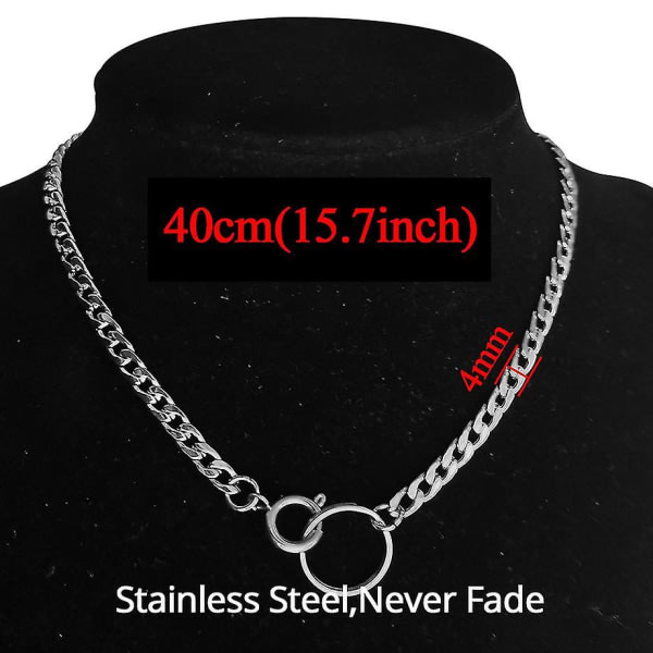 Punk Miami kubansk choker krage hiphop stor chunky silverfarget rustfritt stål tjock kedja cirkel halsband dam hals smycken XL287O4S40