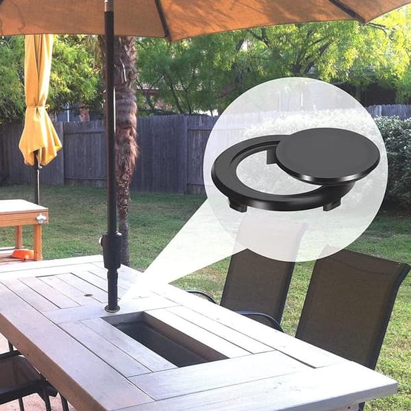 4 Havebord Parasol Hul Ring & Hætte Sæt - Plastik Prop Dækken, Reservedele - Sort - 65*10 mm