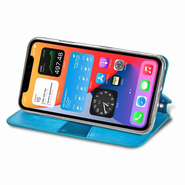 Etui til Iphone 12 Pro plånboksmønster Etui Handytasche Coque præglat cover - blå null ingen
