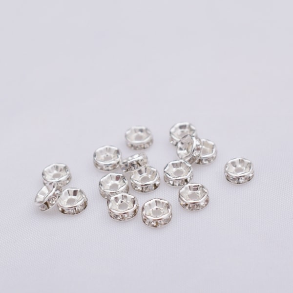CDQ Avstandspærlor lösa pärlor for smyckestillverkning 100-pakning Sølv 6 mmCDQ