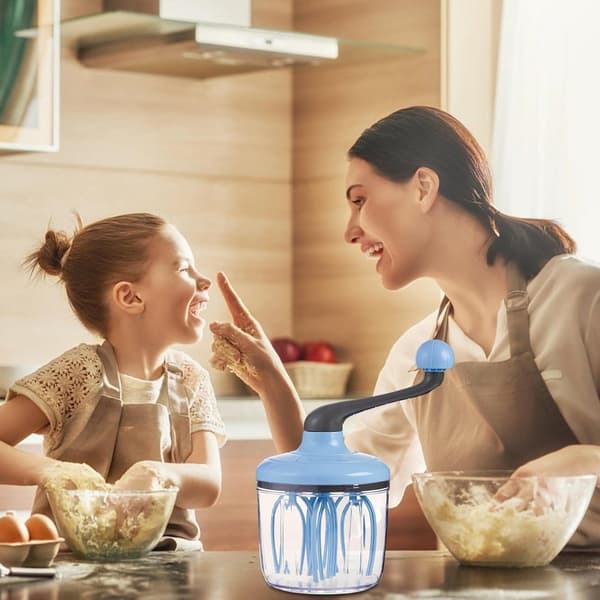 Manuell Eggevisp, Roterende Visp Med Sklisikker Base, Avtakbart Håndtak, For Hjemmebaking, Krem, Egg Og Sauser, Blå, 1000 ml