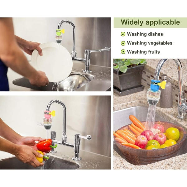 3-pack mini kran vattenfilter 6 lager aktivt kol patron kök vatten filter kran booster dusch