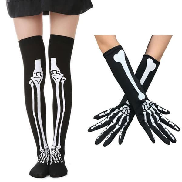 Unisex Polyester Skelet Lange Handsker Blodige Strømper Halloween Handsker 2_tfrf 2