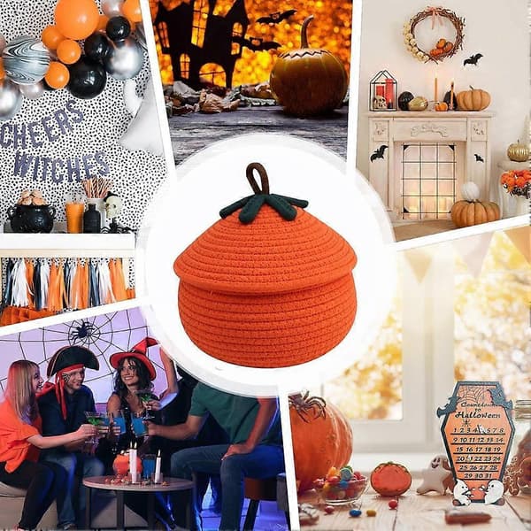 Halloween Pölytiivis Kurpitsa Kudottu Kori_tfrf