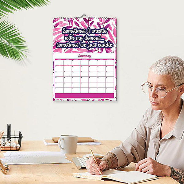 1PC Mental Health Desk Calendar Sv?r Ordplanerare Rolig roman B one size