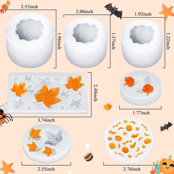 7 - græskarlysforme - Silikoneforme - passende - græskar - Silikoneformsæt - Efterår - Halloween - efterårsblade - håndværksdekoration - ornamenter