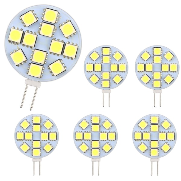 G4 LED-lampe 2W, AC/DC12-24V, 200LM Varmhvit 3000K, 12x 5050SMD, 20w Halogenlampe tilsvarende, Ikke dimbar, G4 Rund LED-lampe Pakke med 6