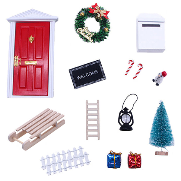 12 stk/sett 1:12 Dukkehus Miniatyr Atrium Juledekorasjon A Onesize