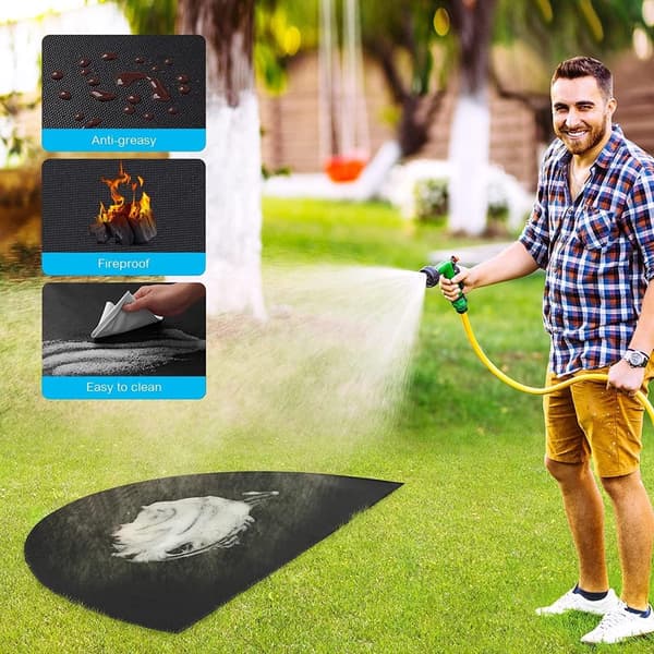 122 - 76 - cm - Fireplace - Mats - Fireproof - Mats - Fireproof - Mat - Grill - Floor - Mat - Floor - Protection - Black - Fire Pit - Mat
