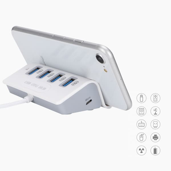4-Portars USB-hubb med Multi-Interface OTG-Hubbadapter för Telefon Surfplatta Stationär Dator