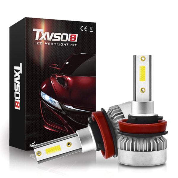 1 Par TXVSO8 H7 COB LED-strålkastarlampor 110W 20000LM Hög Låg B 6000K H1