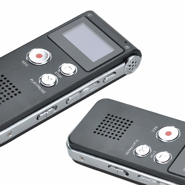 Bærbar digital stemmeoptager Lydoptager Diktafon LCD-optager MP3-afspiller-8GB (sort)