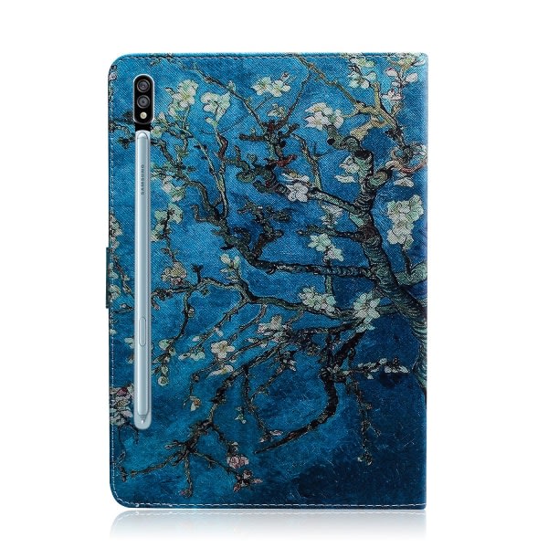 Mönsterutskrift Plånbok Läder Case För Samsung Galaxy Tab S7 T870 - Flower Branch Flerfärgad ingen