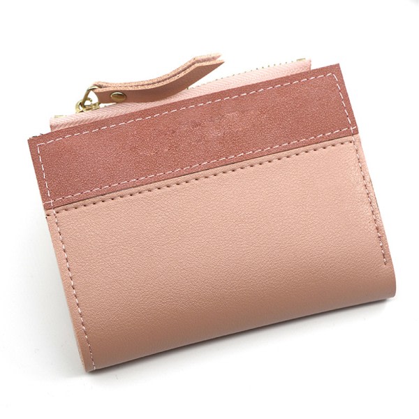 CDQ Liten plånbok for kvinner, Slim läder Bifold Front Pocket Dam Pink