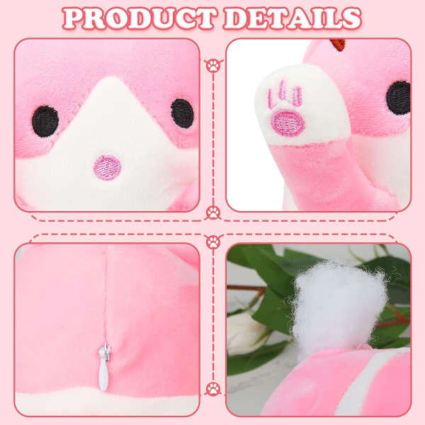 Kattkudde plysch tecknad kitty Sova kramande kudde, gosig mjuk lång kattunge Kroppskudde Docka Kattleksak för barn Flickvän (50 cm rosa)